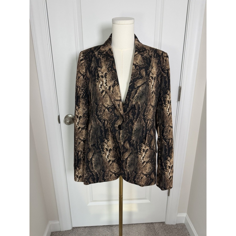 Women's Elie Tahari Snakeskin Print Blazer Size 6 Edgy Chic Maximalist